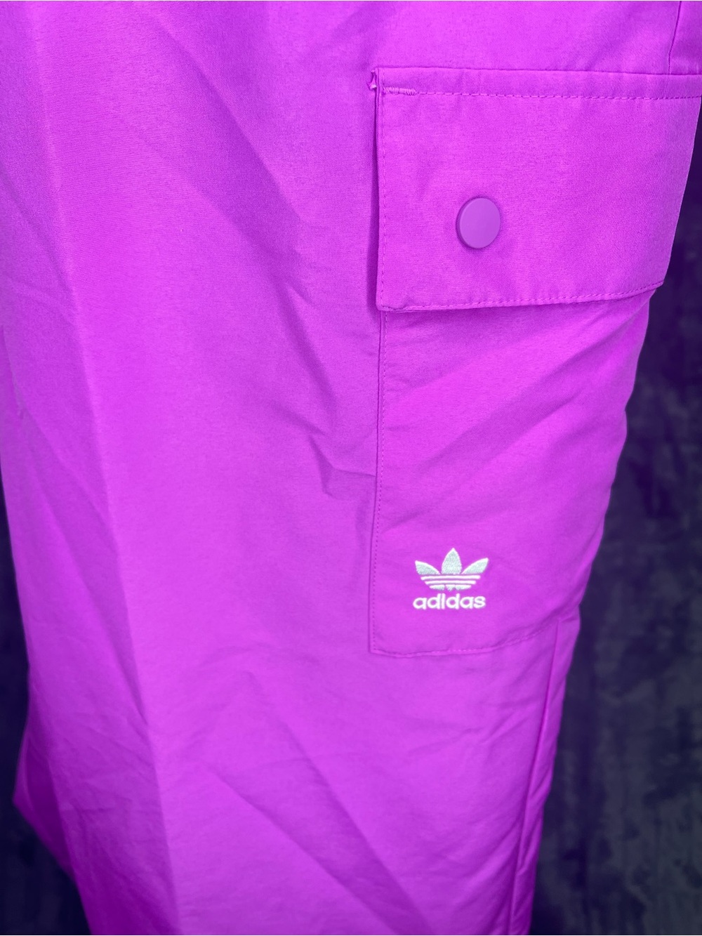 adidas Originals Purple Burst Cargo Pants Womens L Wide Leg Y2K Streetwear - Picture 4 of 9